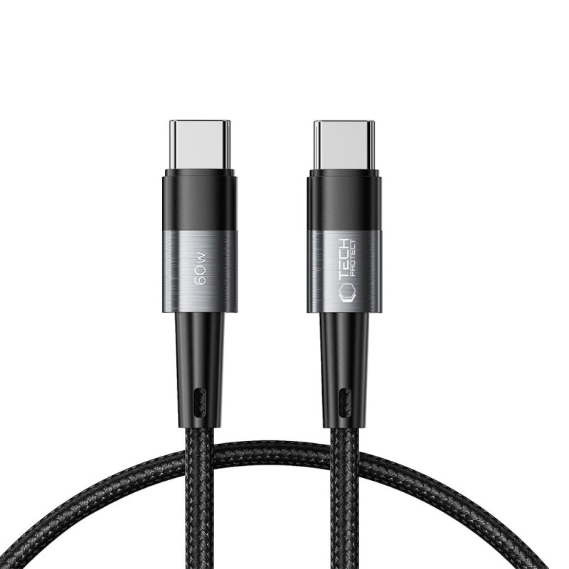 Tech-Protect UltraBoost USB-C / USB-C PD kabelis 60W 3A 0,25m - pilkas