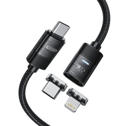 Tech-Protect UltraBoost magnetinis laidas 2in1 USB-C - Lightning / USB-C PD 27W 3A 2m - juodas