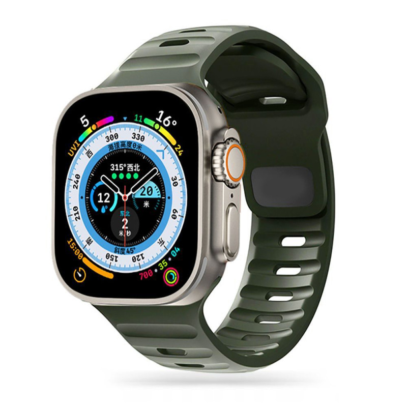 Tech-Protect IconBand Line, skirta Apple Watch 4/ 5/ 6/ 7/ 8/ 9/ SE/ Ultra 1/ 2 (42/ 44/ 45/ 49 mm) – tamsiai žalia