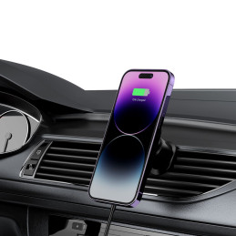 Tech-Protect MM15W-V1 automobilinis telefono laikiklis su MagSafe 15W indukciniu įkrovikliu oro išleidimo angai - juodas