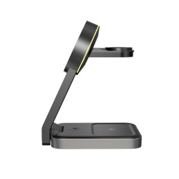Tech-Protect QI15W-A28 indukcinis MagSafe 3in1 įkroviklis su stovu išmaniajam telefonui / Apple Watch / AirPods - juodas