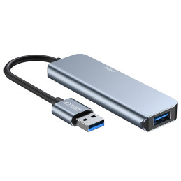 HUB Tech-Protect V0 5in1 USB-A - USB-A 3.0 / 3x USB-A 2.0 / USB-C - pilka