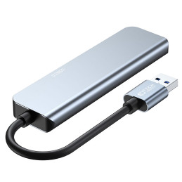 HUB Tech-Protect V0 5in1 USB-A - USB-A 3.0 / 3x USB-A 2.0 / USB-C - pilka