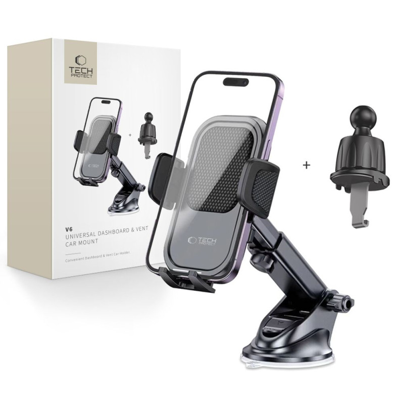 Tech-Protect V6 automobilinio telefono laikiklis kabinai / orlaidei - juodas