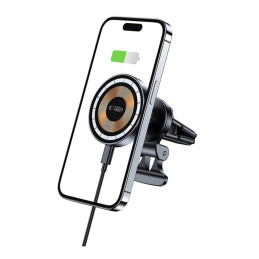 Tech-Protect MM15W-V5 automobilinis telefono laikiklis su MagSafe 15W indukciniu įkrovikliu oro išleidimo angai - juodas