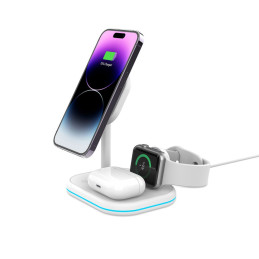 Tech-Protect QI15W-A27 3in1 indukcinis įkroviklis su stovu su MagSafe išmaniajam telefonui / Apple Watch / AirPods - bal...