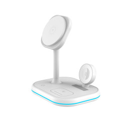 Tech-Protect QI15W-A27 3in1 indukcinis įkroviklis su stovu su MagSafe išmaniajam telefonui / Apple Watch / AirPods - bal...