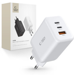 Tech-Protect C65W tinklo įkroviklis 2x USB-C PD 65W / USB-A QC 3.0 - baltas