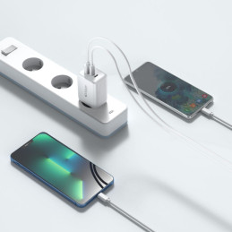 Tech-Protect C65W tinklo įkroviklis 2x USB-C PD 65W / USB-A QC 3.0 - baltas