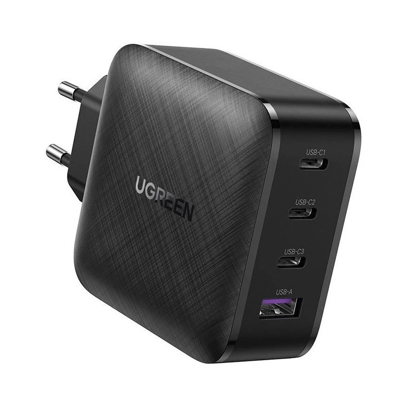 Ugreen greitas įkroviklis GaN PPS 65W USB / 3x USB Type C QC 3.0 Power Delivery SCP FCP AFC (galio nitridas) juodas (CD2...