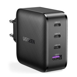 Ugreen greitas įkroviklis GaN PPS 65W USB / 3x USB Type C QC 3.0 Power Delivery SCP FCP AFC (galio nitridas) juodas (CD2...
