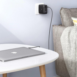 Ugreen greitas įkroviklis GaN PPS 65W USB / 3x USB Type C QC 3.0 Power Delivery SCP FCP AFC (galio nitridas) juodas (CD2...