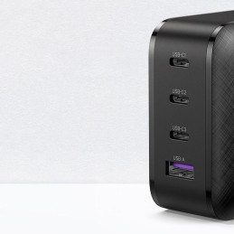 Ugreen greitas įkroviklis GaN PPS 65W USB / 3x USB Type C QC 3.0 Power Delivery SCP FCP AFC (galio nitridas) juodas (CD2...