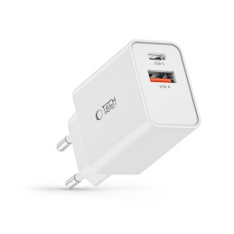 Tech-Protect NC30W USB-C PD 30W / USB-A QC 3.0 tinklo įkroviklis – baltas