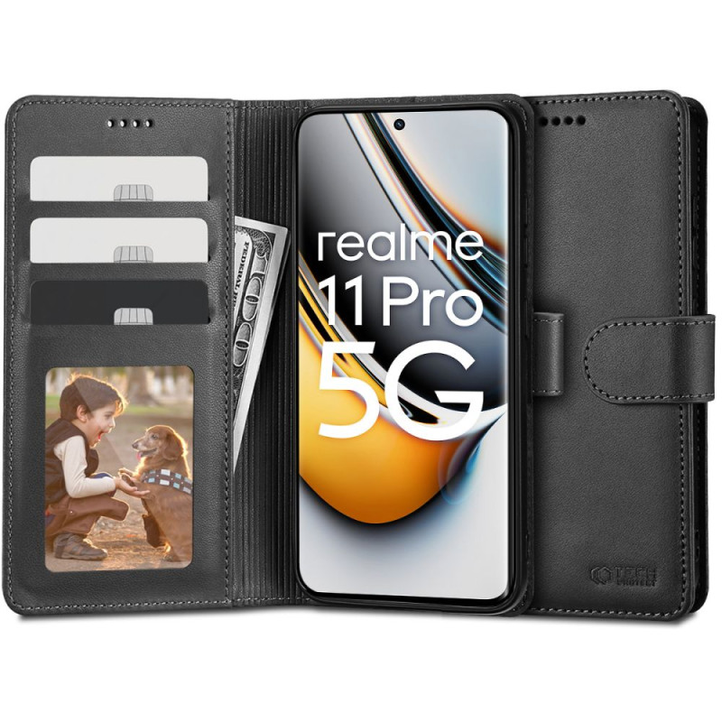 „Tech-Protect“ piniginės dėklas, skirtas Realme 11 Pro 5G / 11 Pro+ 5G – juodas