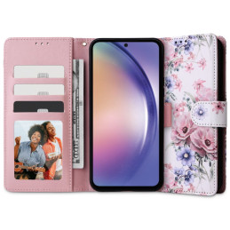 Tech-Protect Wallet dėklas, skirtas Xiaomi Redmi 12 - rožinės gėlės
