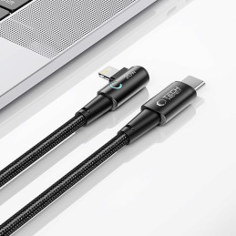 Tech-Protect UltraBoost L Lightning (kampinis) / USB-C (tiesus) PD 20W 3A 1m laidas - pilkas