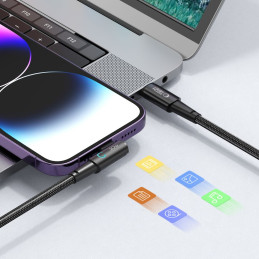 Tech-Protect UltraBoost L Lightning (kampinis) / USB-C (tiesus) PD 20W 3A 1m laidas - pilkas