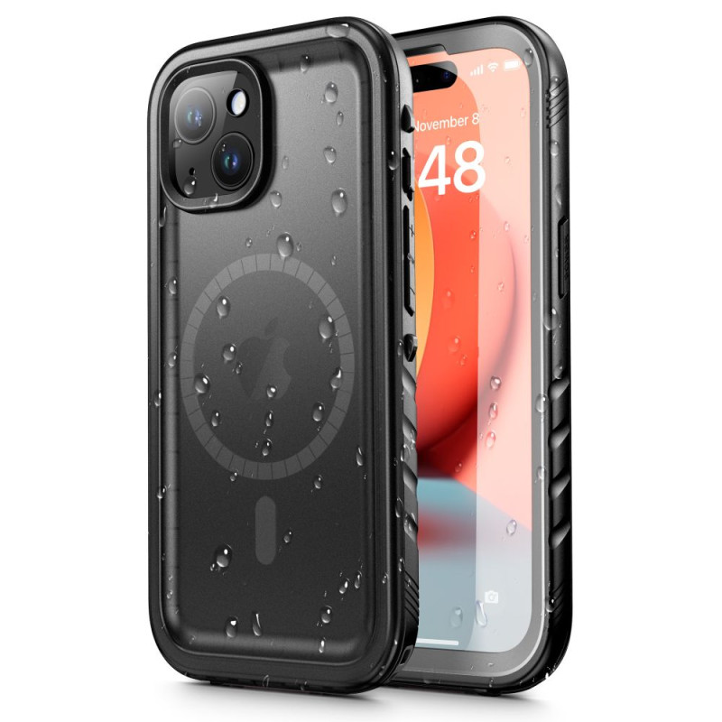 Tech-Protect ShellBox vandeniui atsparus IP68 dėklas su MagSafe, skirtas iPhone 15 Plus - juodas