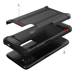 Hybrid Armor šarvuotas hibridinis dėklo dangtelis skirtas Xiaomi Redmi Note 10 5G / Poco M3 Pro gold