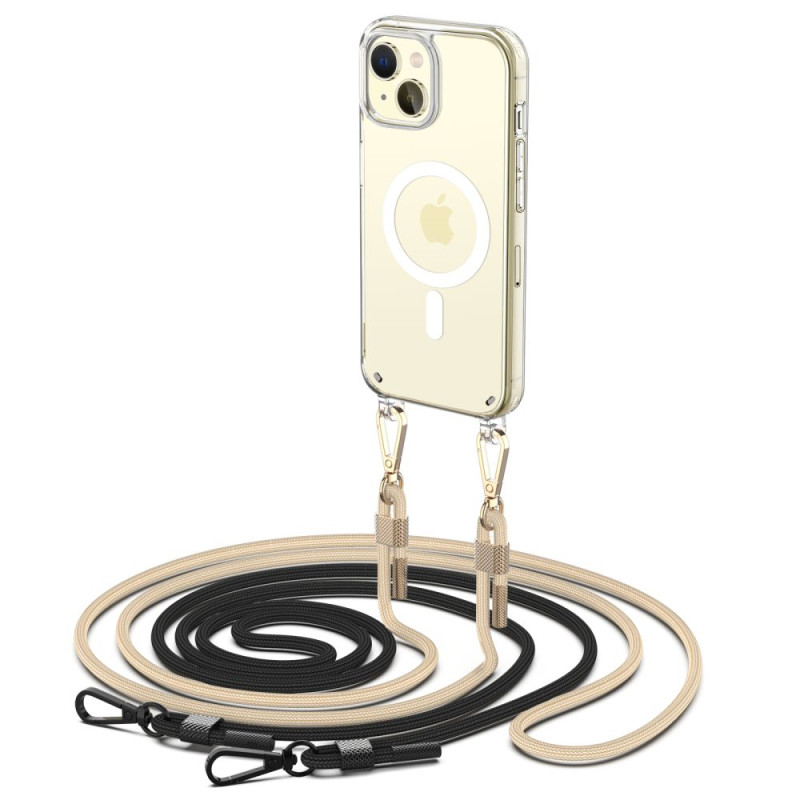 Tech-Protect FlexAir Chain dėklas su MagSafe iPhone 15 - juodos ir smėlio spalvos