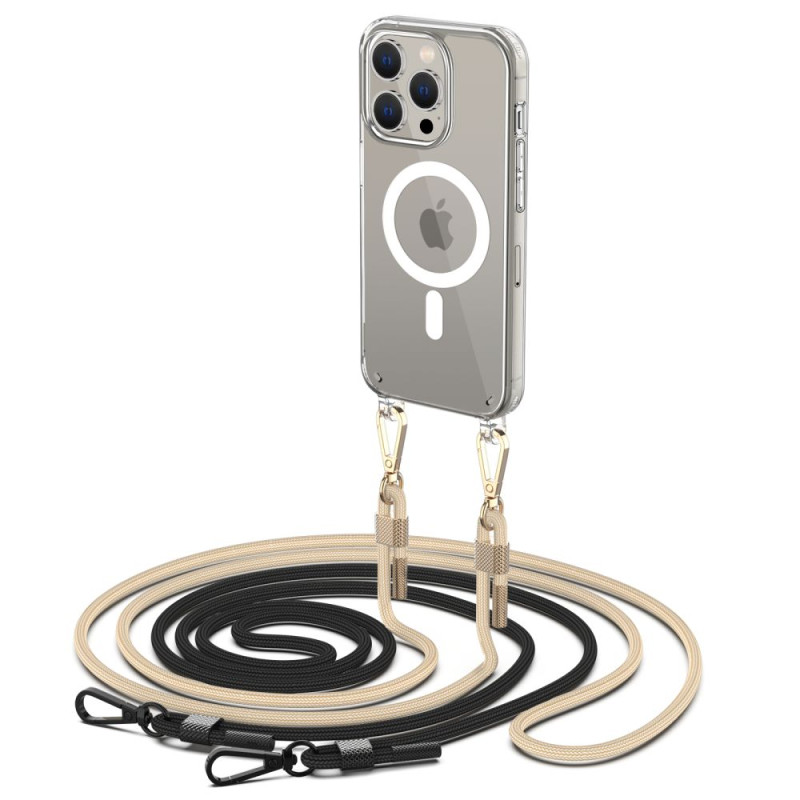 Tech-Protect FlexAir Chain dėklas su MagSafe, skirtas iPhone 15 Pro - juodos ir smėlio spalvos