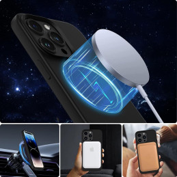 Tech-Protect Silicone MagSafe dėklas iPhone 15 Pro - matinė juoda