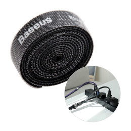 „Baseus Rainbow Circle“ kabliukas ir kilpa dirželiai - Velcro juosta, Velcro kabelio laikiklis 1 m juodas (ACMGT-E01)