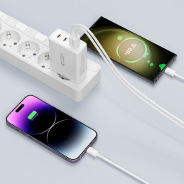 Tech-Protect NC100W-GAN GaN tinklo įkroviklis 3x USB-C PD 100W / USB-A QC 3.0 - baltas