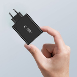 Tech-Protect NC100W-GAN GaN tinklo įkroviklis 3x USB-C PD 100W / USB-A QC 3.0 - juodas