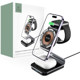 Tech-Protect QI15W-A29 3in1 indukcinis įkroviklis su MagSafe išmaniajam telefonui / Apple Watch / AirPods - juodas