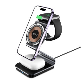 Tech-Protect QI15W-A29 3in1 indukcinis įkroviklis su MagSafe išmaniajam telefonui / Apple Watch / AirPods - juodas