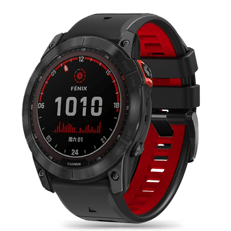 Tech-Protect IconBand Pro dirželis, skirtas Garmin Fenix 3 / 5X / 3HR / 5X Plus / 6X / 6X Pro / 7X - juoda ir raudona