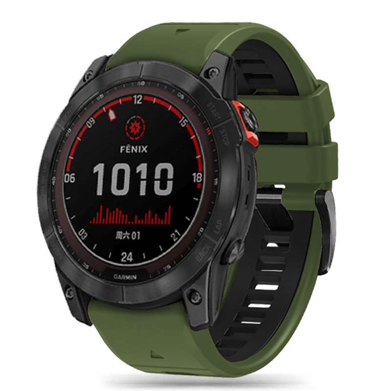 Tech-Protect IconBand Pro dirželis, skirtas Garmin Fenix 3 / 5X / 3HR / 5X Plus / 6X / 6X Pro / 7X - tamsiai žalia/ juod...