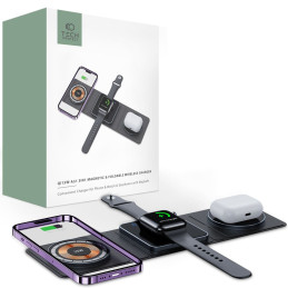 Tech-Protect QI15W-A31 3in1 indukcinis įkroviklis su MagSafe išmaniajam telefonui / Apple Watch / AirPods - juodas