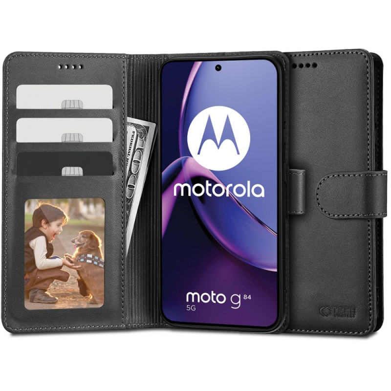 Tech-Protect Wallet dėklas, skirtas Motorola Moto G84 5G - juodas