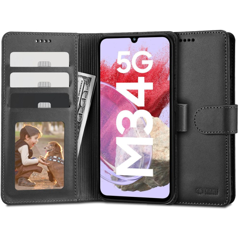 Tech-Protect Wallet dėklas, skirtas Samsung Galaxy M34 5G - juodas