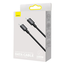 Baseus CATYS-B01 USB-C – USB-C PD QC FCP kabelis 100W 5A 480Mb/ s 1m – juodas
