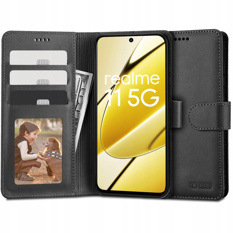 „Tech-Protect“ piniginės dėklas, skirtas Realme 11 5G – juodas