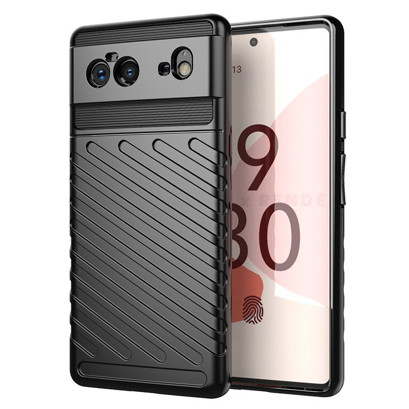 Thunder Case, lankstus šarvuotas dėklas, Google Pixel 6 dangtelis, juodas