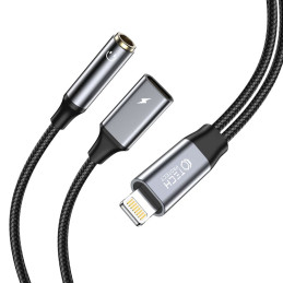 Tech-Protect UltraBoost Lightning (vyriškas) / 3,5 mm mini lizdas (moteris) - Lightning (moteriškas) laidas - juodas