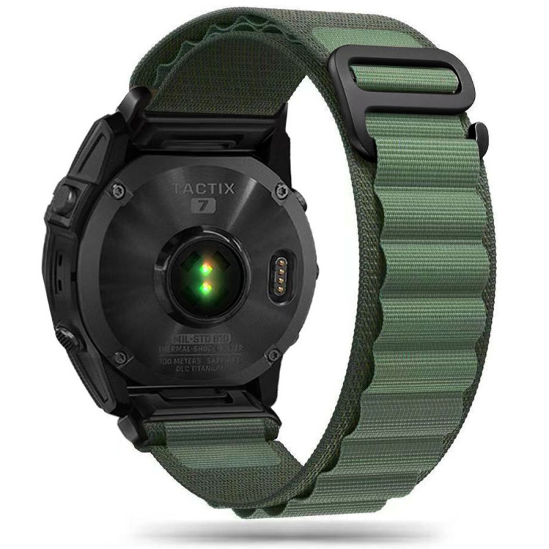 Tech-Protect Nylon Pro dirželis, skirtas Garmin Fenix 3 / 5X / 3HR / 5X Plus / 6X / 6X Pro / 7X - tamsiai žalia
