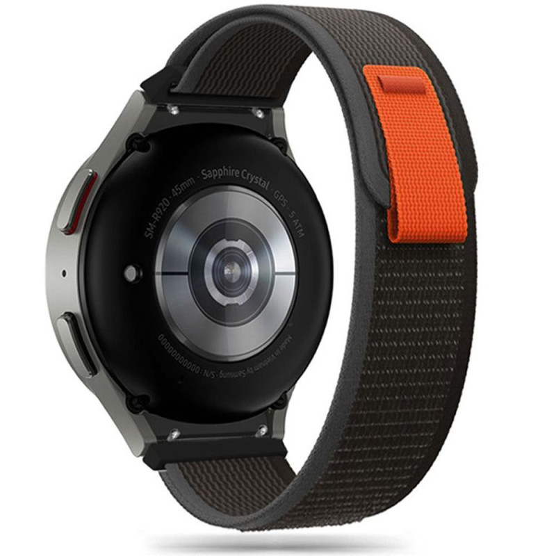 Tech-Protect nailoninis dirželis, skirtas Samsung Galaxy Watch 4/ 5/ 5 Pro/ 6/ 7/ FE – juoda ir oranžinė