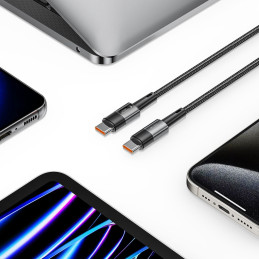 Tech-Protect UltraBoost USB-C / USB-C PD kabelis 100W 5A 1m - pilkas