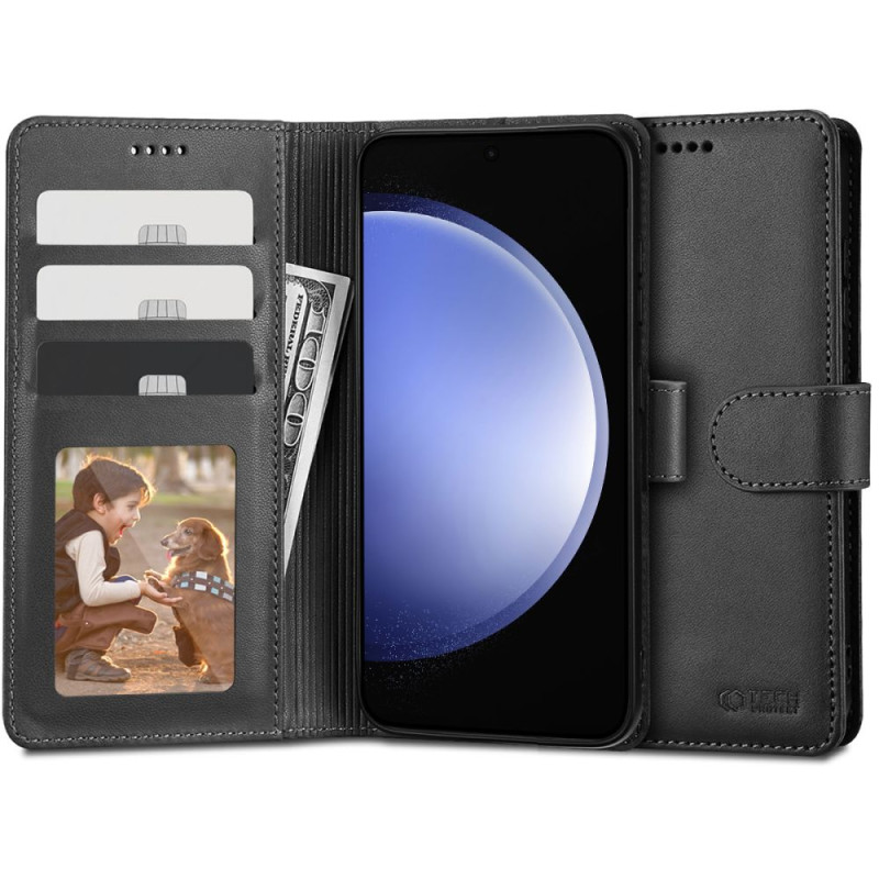 Tech-Protect Wallet dėklas, skirtas Samsung Galaxy S23 FE - juodas
