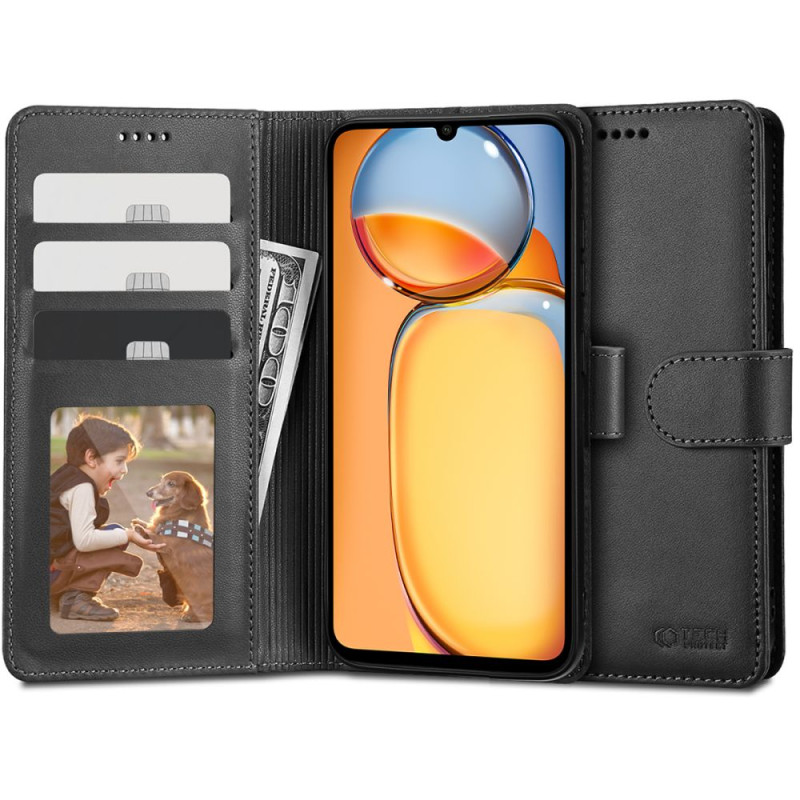 Tech-Protect Wallet dėklas, skirtas Xiaomi Redmi 13C / Poco C65 - juodas