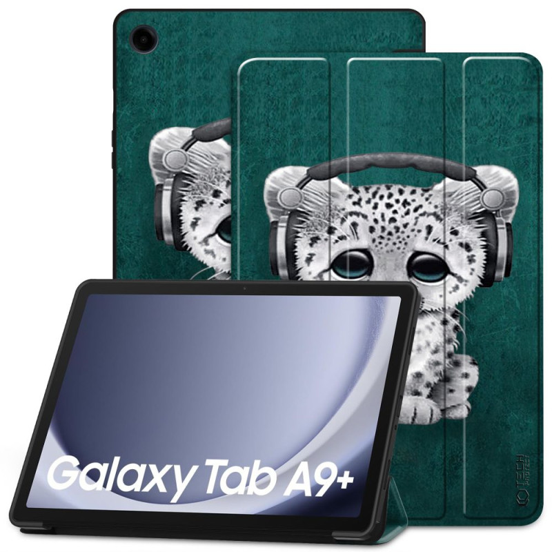 Tech-Protect SmartCase dėklas, skirtas Samsung Galaxy Tab A9+ 11" X210 / X215 / X216 - mėlynas su katinu