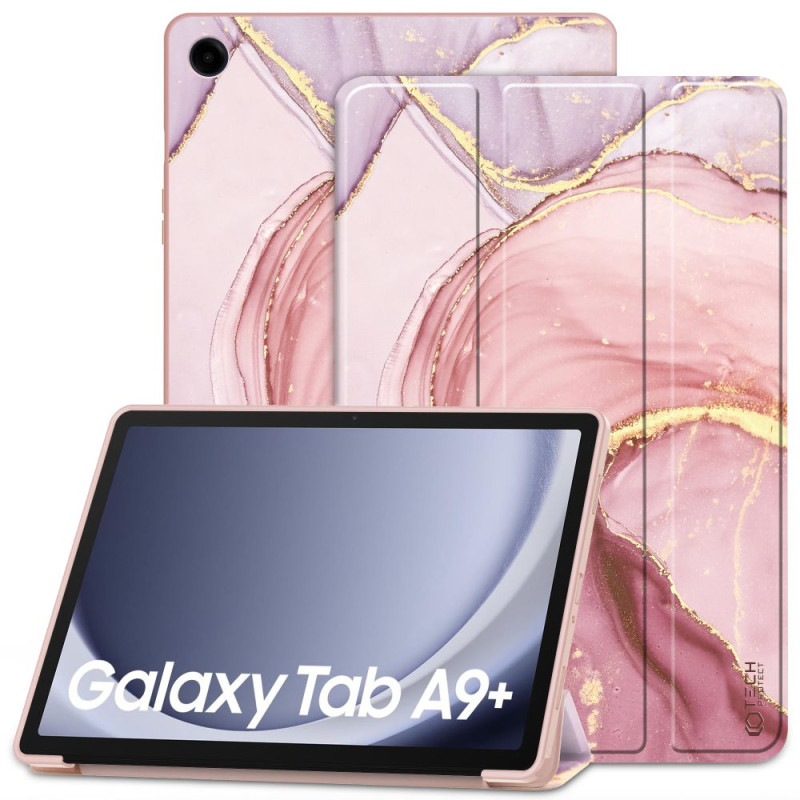 Tech-Protect SmartCase dėklas, skirtas Samsung Galaxy Tab A9+ 11" X210 / X215 / X216 - rožinis marmuras