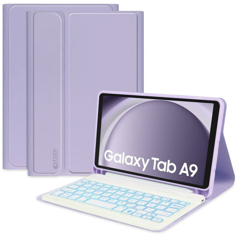 Tech-Protect SC Pen + klaviatūros dėklas su klaviatūra, skirtas Samsung Galaxy Tab A9 8,7" X110 / X115 - violetinė