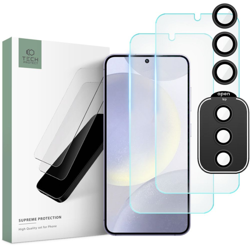 Tech-Protect Supreme rinkinys, skirtas Samsung Galaxy S24 2x Screen Tempered Glass / Camera Tempered Glass